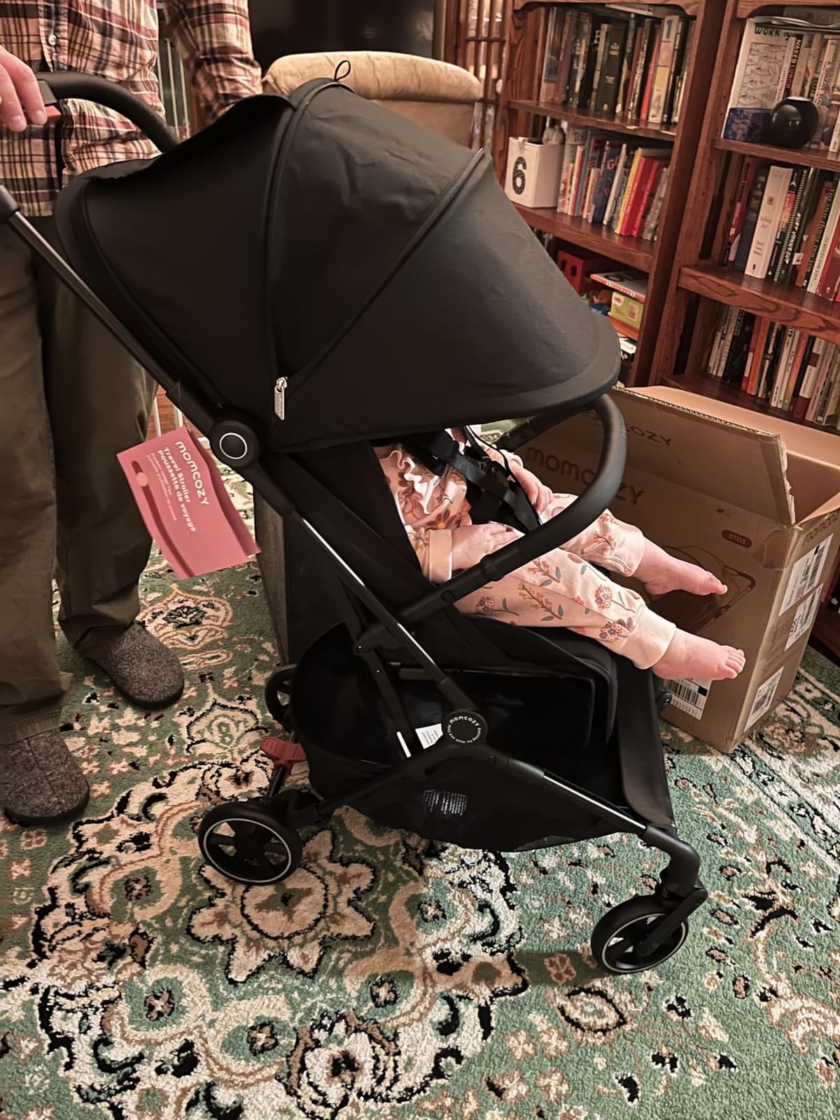 Momcozy TuckGo Travel Stroller, Spacious Seat, One-Hand Fold, 33 L Storage | 14.33 lb Lightweight Design, Compact for Air Travel, 3-Position Recline, 4-Wheel Suspension and UPF 50+ Canopy customer photo 1