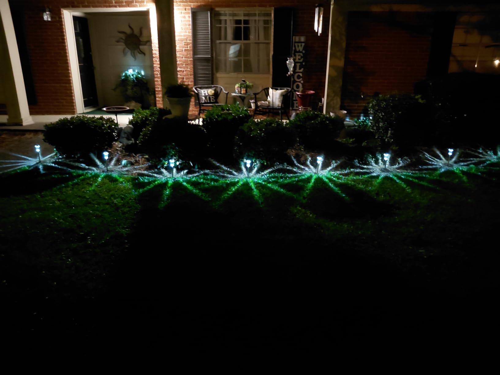 DenicMic Outdoor Solar Lights Waterproof 10 Pack Color LED Christmas Decor | Pathway Yard Garden Driveway Landscape Path Lighting - Candy Cane Style Starburst Light Pattern, Acrylic/Stainless Steel customer photo 1
