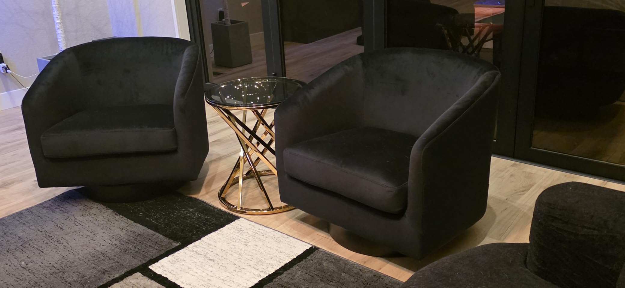 Faux Leather Swivel Accent Chairs Set of 2, Barrel Armchair, Brown | Modern Upholstered Club Chair | Comfy Reading Seat with Removable Cushion | For Living Room, Bedroom, Office customer photo 2