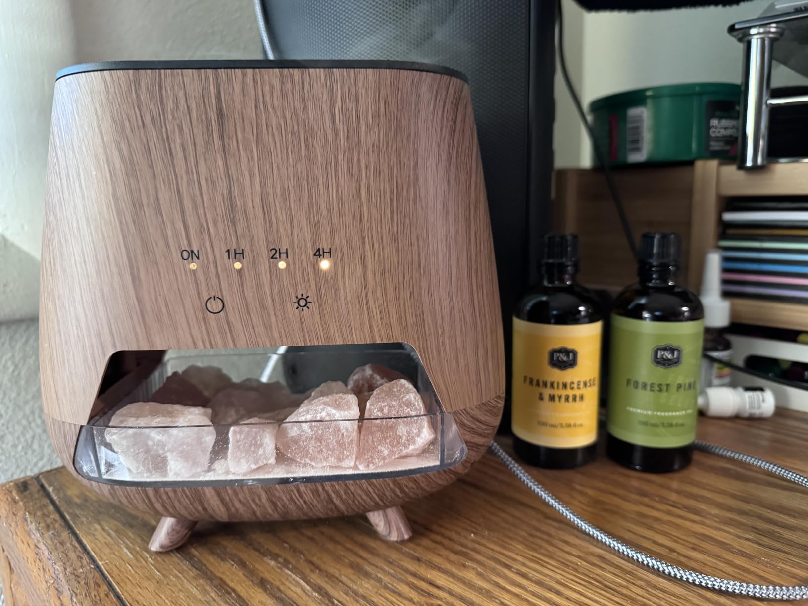 Essential Oil Diffuser for Home, 4-in-1 Aromatherapy Diffuser & Himalayan Salt Lamp, 200ml Cool Mist Humidifier, 9-Color LED, Auto Off, Bedroom Office Yoga customer photo 2