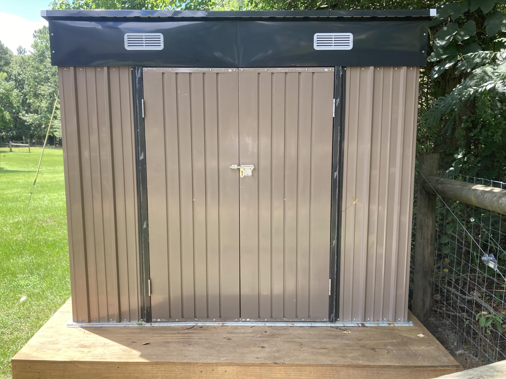 Aoxun 14x12 FT Outdoor Storage Shed, Metal Shed with Lockable Doors, Brown | Galvanized Metal Shed Sloped Roof, Heavy Duty Utility Tool Storage House for Patio, Garden, Backyard, Lawn customer photo 2