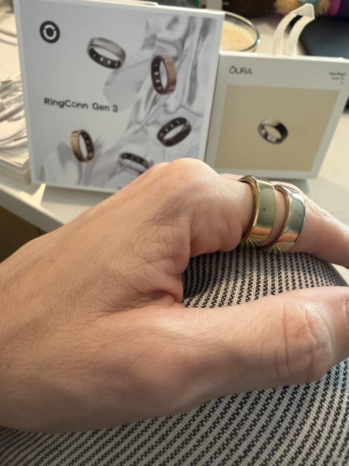 RingConn Gen 3 Smart Ring - Vascular Trends (Size 9, Royal Gold) | No App Subscription, Vibration Alerts, Sleep, Fitness & Heart Rate, 14-Day Battery Life, Size Before You Buy customer photo 1