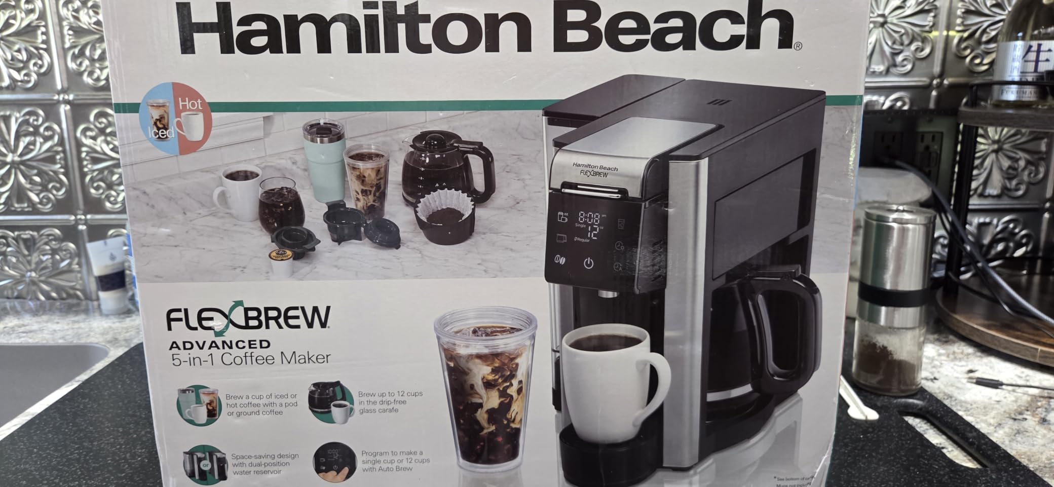 Hamilton Beach Flexbrew Advanced 5-in-1 Drip & Single Serve Coffee Maker, 12 Cup Programmable Drip Coffee Maker, Removable 60 oz. Reservoir, Black customer photo 2