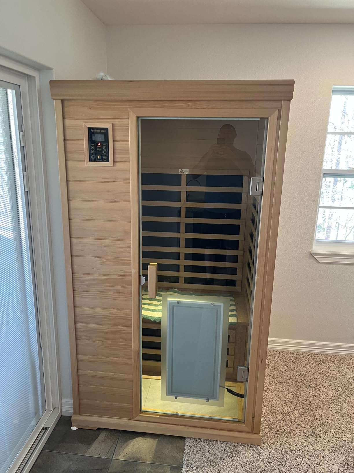 1 Person Far Infrared Sauna, Low EMF Indoor Dry Home Sauna, 950W | Bluetooth Speakers, LED Reading Light, 36.6