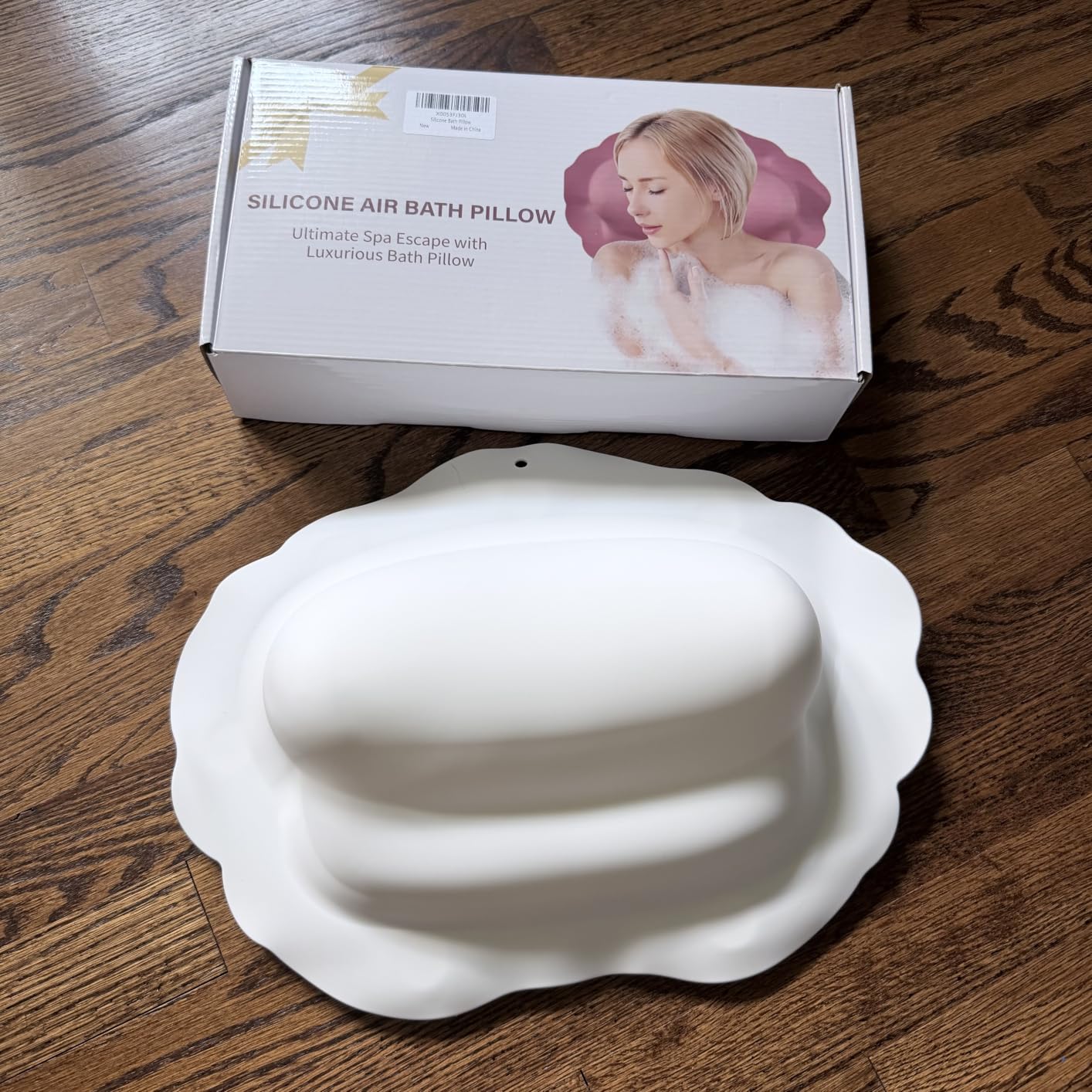 Bath Pillow for Tub, Inflatable Silicone Bathtub Pillow for Head & Neck Support, Adjustable 0-2.3