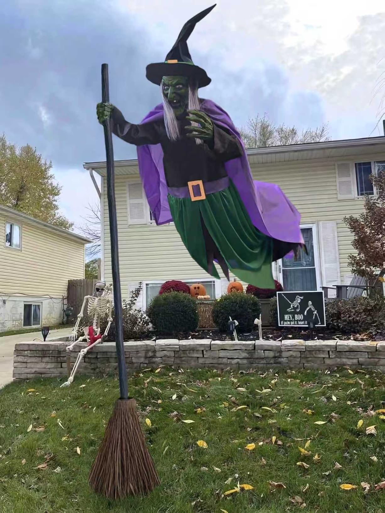 Halloween Decorations Outdoor - 11.5 Ft Animated Hovering Witch Animatronics - Sound & Touch Activated Sensor - Scary Decor Props for Home Outside Garden Yard Lawn Party Decoration customer photo 2