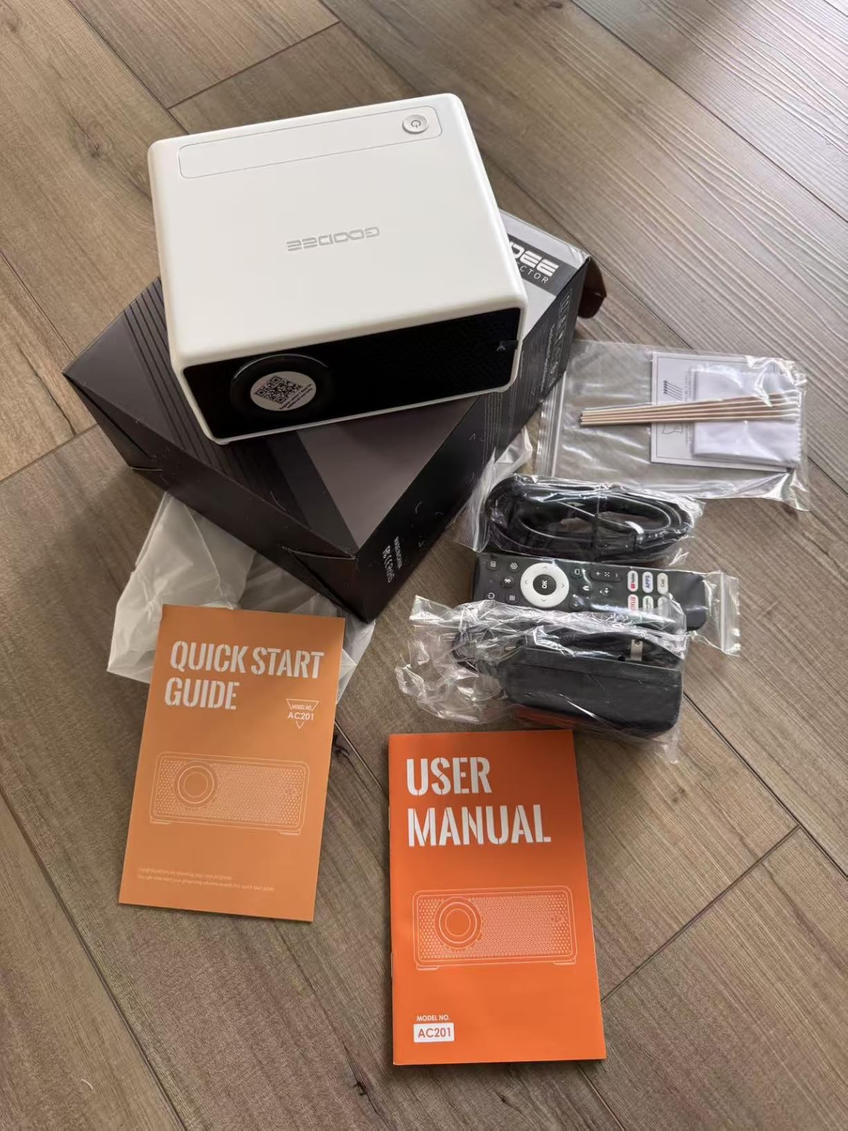 GOODEE Mini Projector with WiFi and Bluetooth - Built-in Apps | 1080P HD Home Theater Compatible with Netflix/YouTube/PrimeVideo, Short Throw Projectors Support HDMI/Smartphone/Laptop customer photo 1