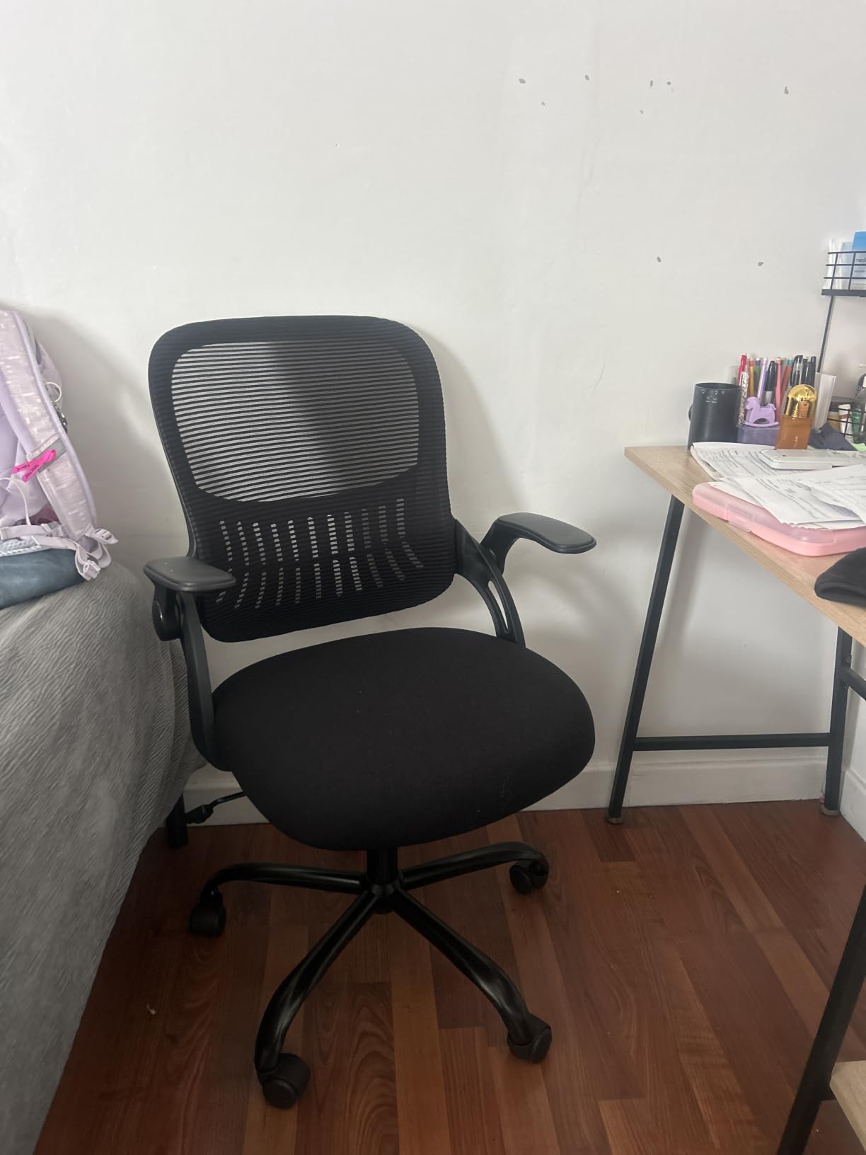 Sweetcrispy Home Office Managerial Executive Chair with Ergonomic Design | Mid-Back Mesh 360° Swivel, Comfortable Lumbar Support, Comfy Arms for Bedroom, Study,Student, Black customer photo 2