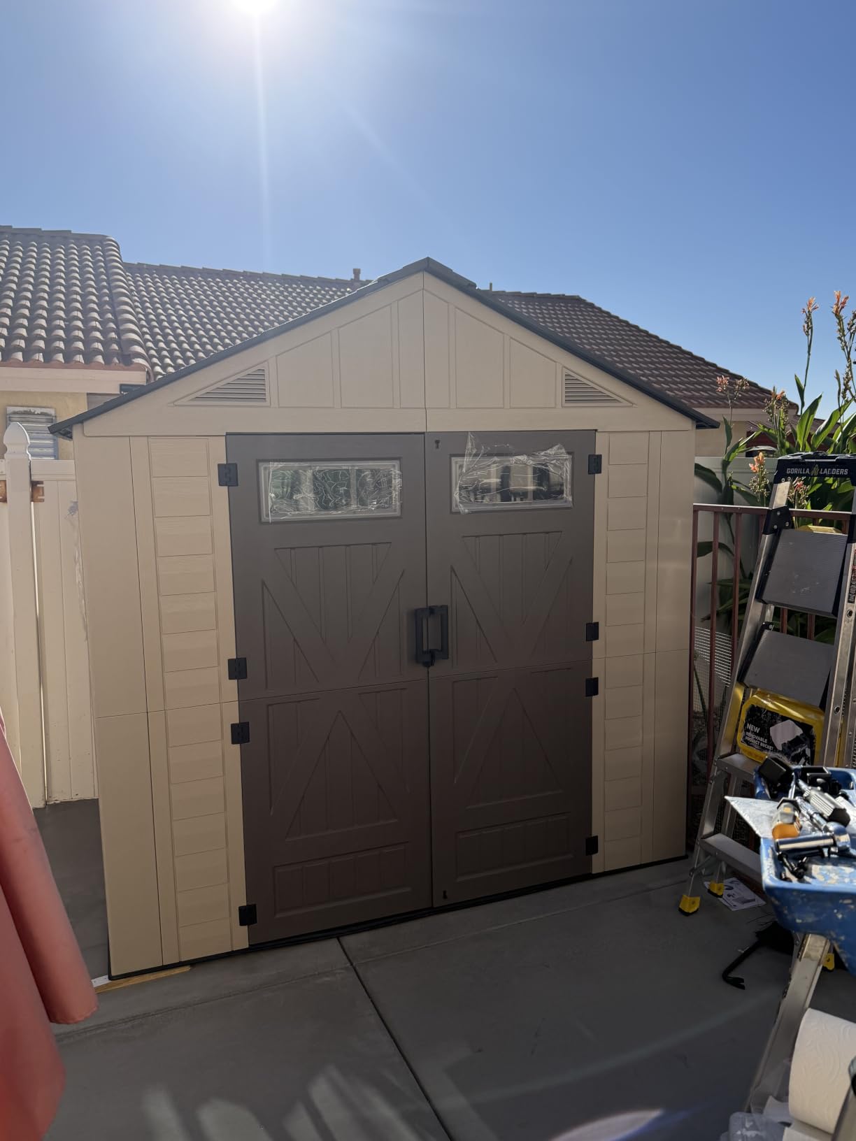 Aoxun 8x6 Ft Outdoor Storage Shed with Floor, Large Resin Outdoor Shed with Lockable Door & Windows, Garden HDPE Sheds for Lawn Tools, Pool Supplies & Bikes customer photo 2