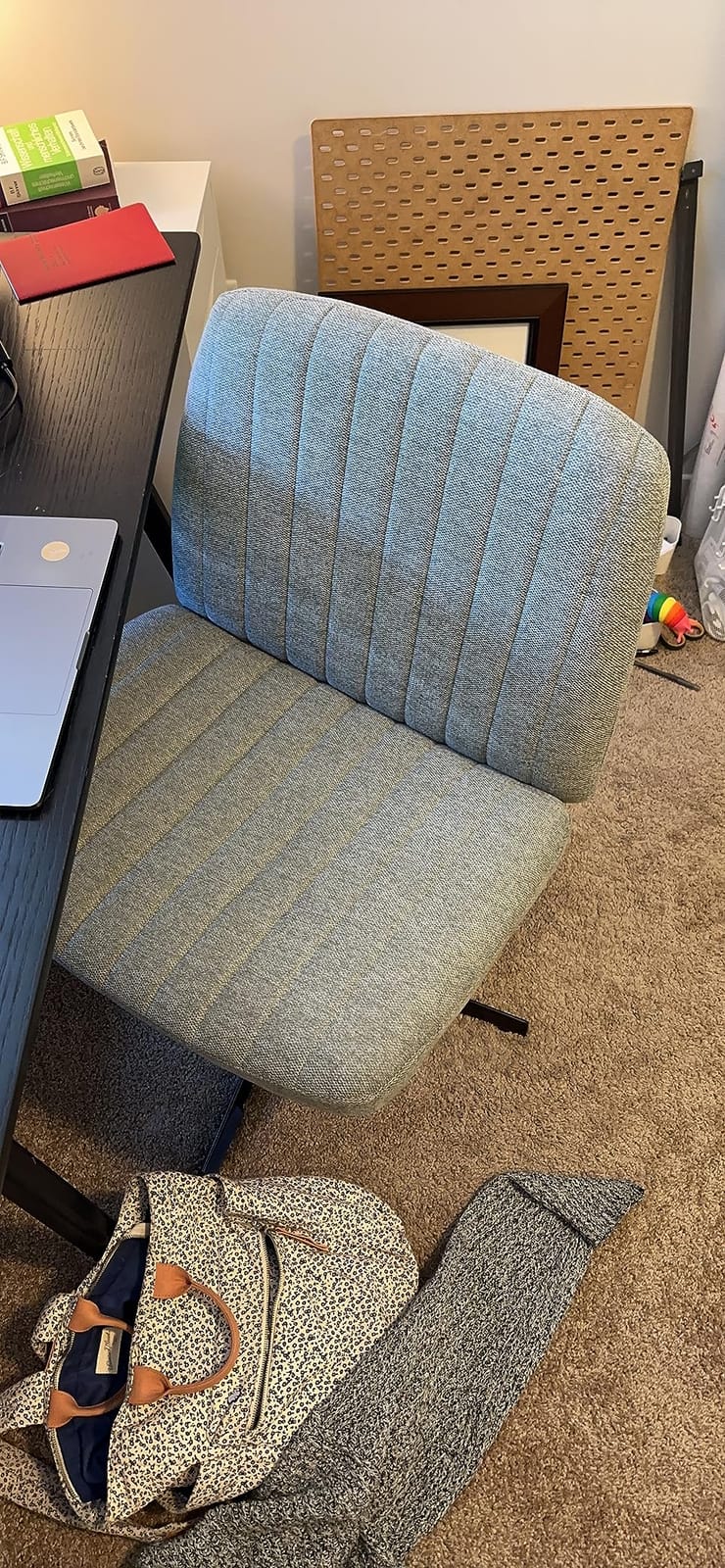 OLIXIS Armless Home Office Chair, Ergonomic Small Desk Chair | Mesh Back, Removable Washable Foam Cushion, Height Adjustable, Rolling Swivel Wheels, Small Space, Grey customer photo 1