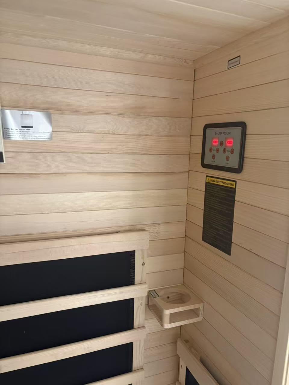 Wood Infrared Sauna for Home, Indoor Home Sauna with Red Light, 1 Person Infrared Sauna, Chromotherapy Light, Hemlock, Low EMF Far Infrared, Bluetooth Speakers, 33.4'' x 33.4'' x 70'' customer photo 2