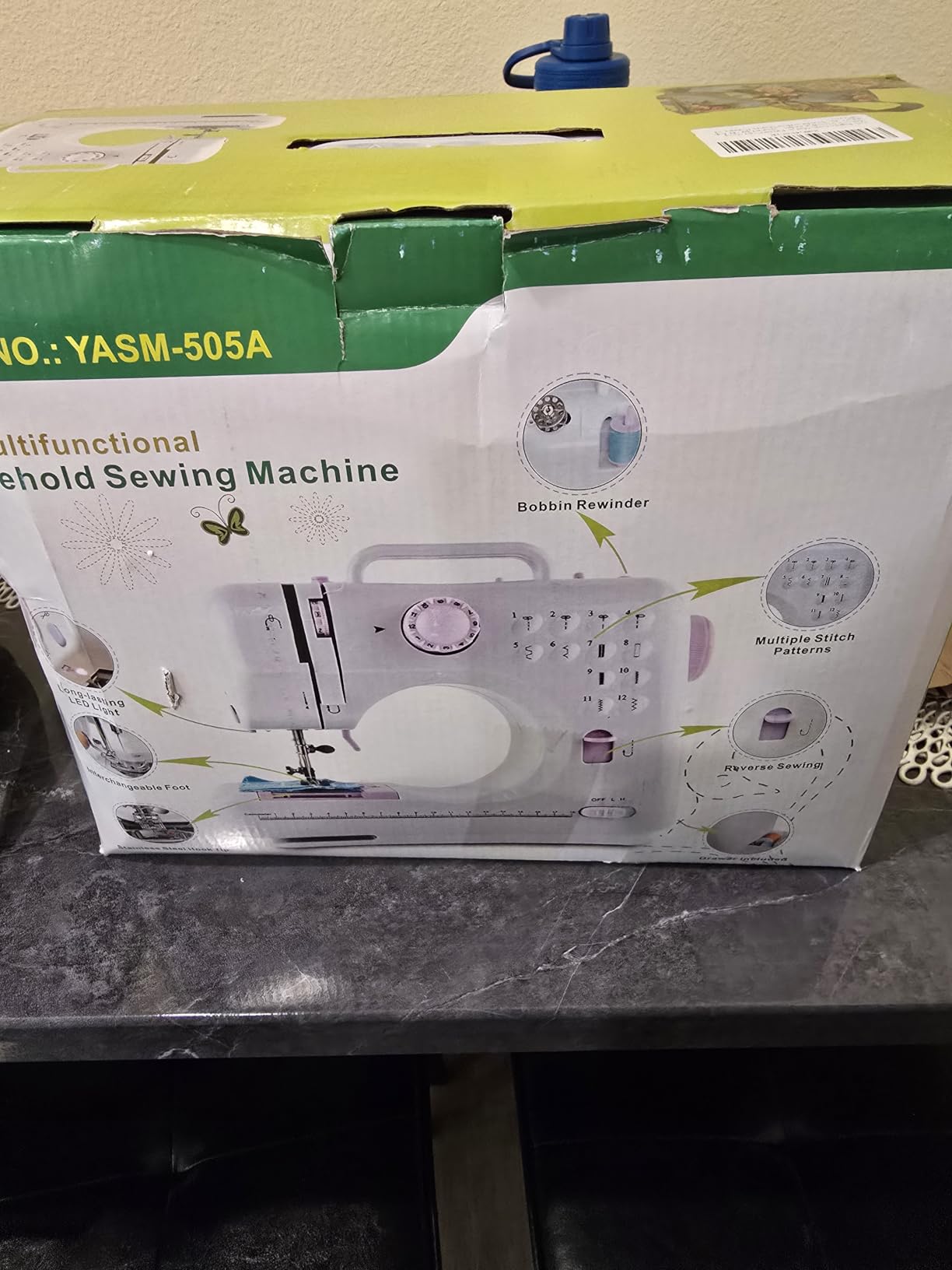 Portable Sewing Machine for Beginners, Compact Electric Sewing Machine with 12 Built-In Stitches, Reverse Sewing, LED Light, Extension Table and 32-Color Thread Kit for Home Crafts, Adults and Kids customer photo 2