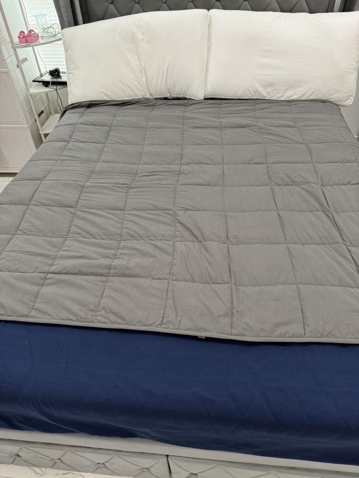 AN Cooling Weighted Blanket Adults (80x60 15lb Twins) for Perfect Sleep | Premium Breathable Cotton Weighted Blanket All-Season Sleep & Warmth for 100-140 lbs Machine Washable customer photo 1