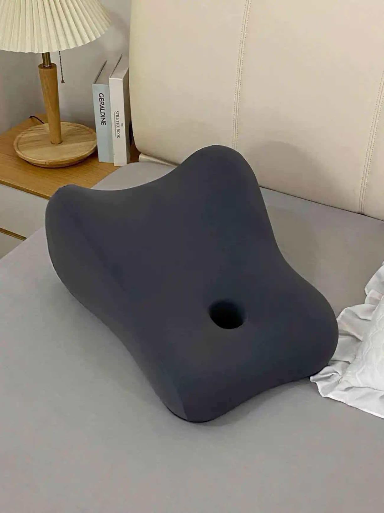 Ergonomic Memory Foam Wedge Pillow for Sleeping & Reading- Grey customer photo 1