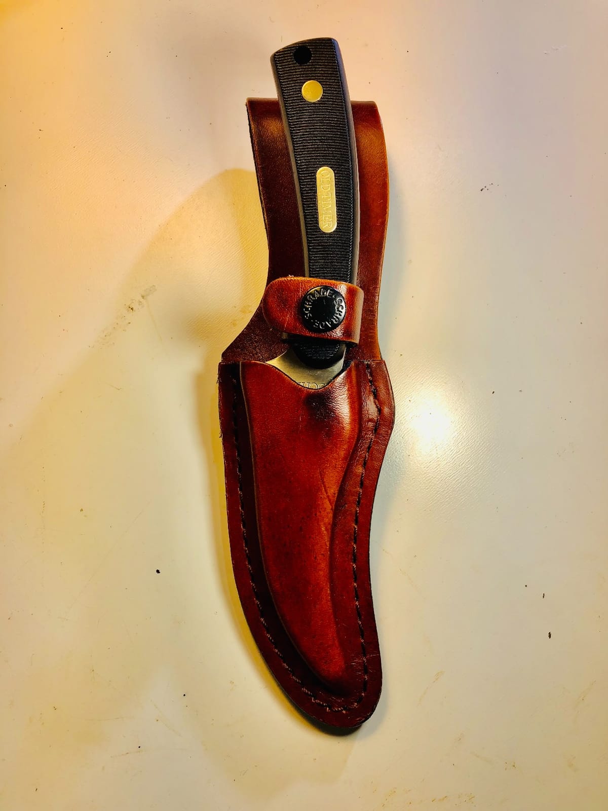 Old Timer 152OT Sharpfinger 7.1in S.S. Full Tang Fixed Blade Knife with 3.3in Clip Point Skinner Blade, Black Sawcut Handle, and Leather Belt Sheath for Hunting, Camping, Skinning, EDC, and Outdoors customer photo 2