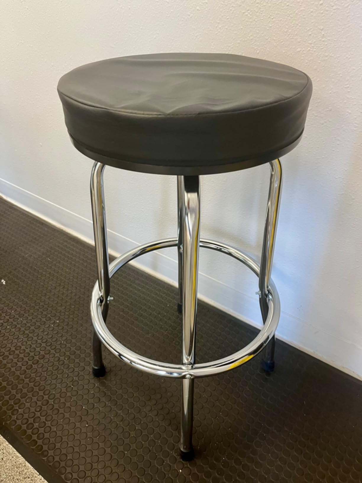BIG RED Torin Swivel Bar Stool: Padded Garage/Shop Seat with Chrome Plated Legs, Black, 28.74