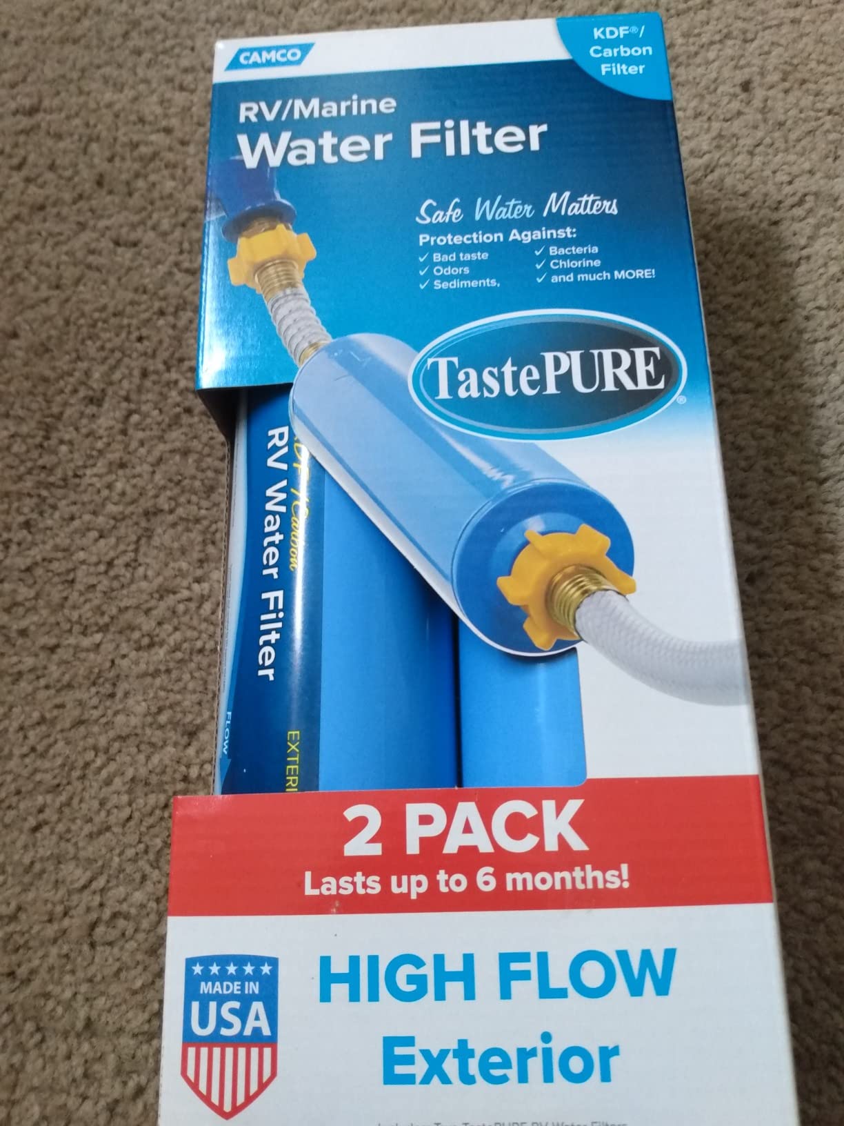 Camco Tastepure RV Water Filter 2-pk - GAC & KDF Filtration-Made in the USA | Advanced RV Inline Water Filter with 6-Step Patent-Protected Filtration - Camping Essentials for Fresh Drinking Water (40045) customer photo 1