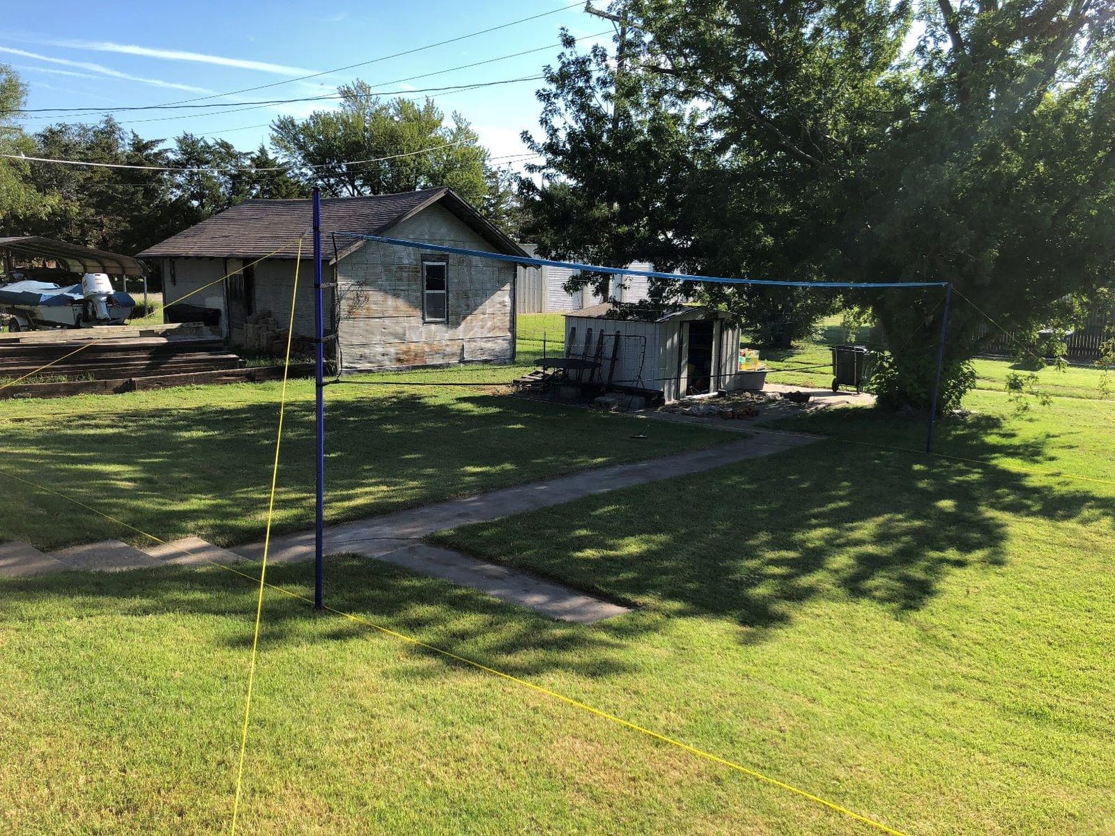 Park & Sun Spiker Sport Portable Outdoor Volleyball Net System – Blue Net, Regulation Size 32' L x 3' H, Adjustable Height, Lightweight, Includes Carrying Bag for Backyard and Beach Play customer photo 1