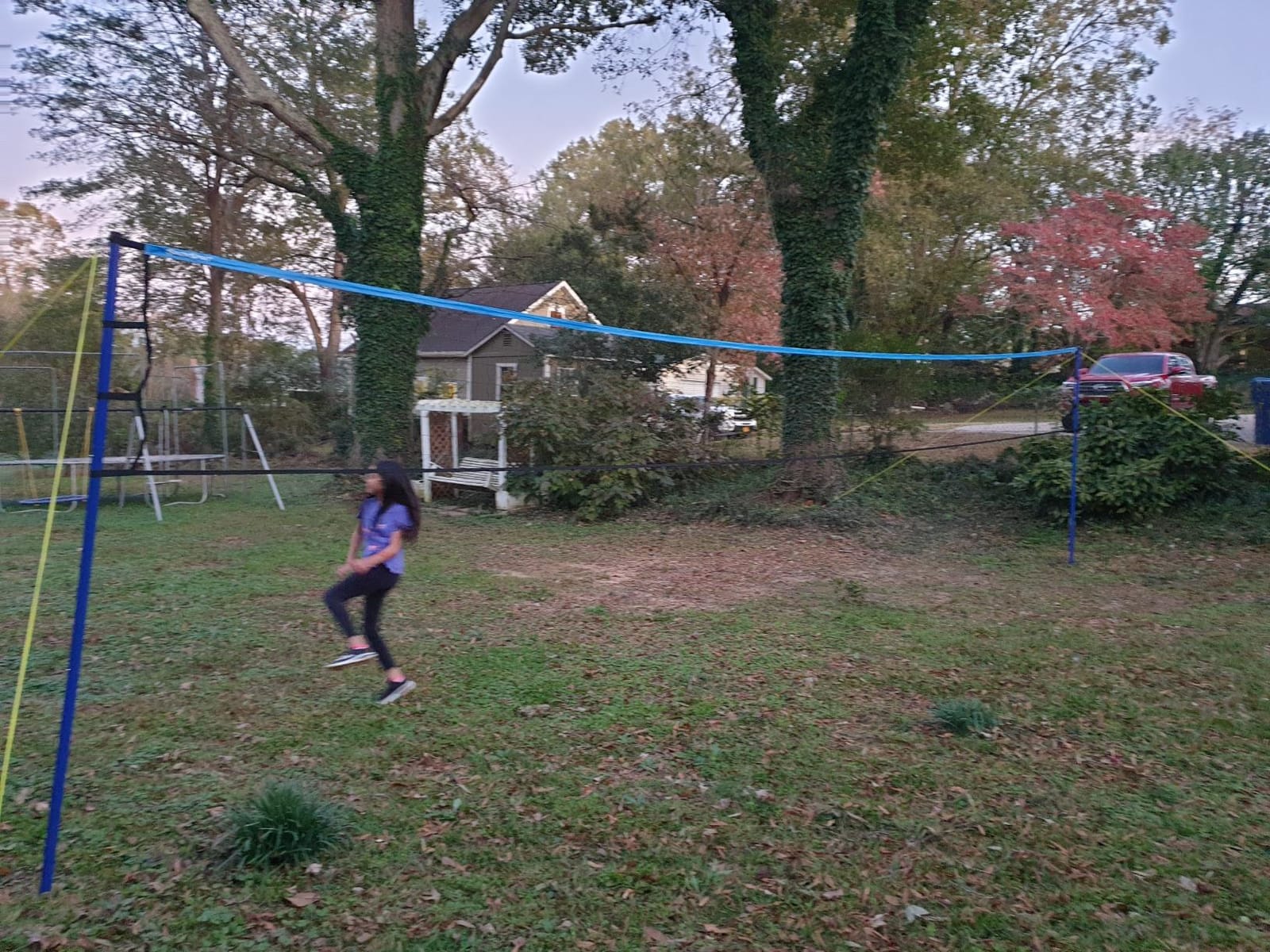 Park & Sun Spiker Sport Portable Outdoor Volleyball Net System – Blue Net, Regulation Size 32' L x 3' H, Adjustable Height, Lightweight, Includes Carrying Bag for Backyard and Beach Play customer photo 2