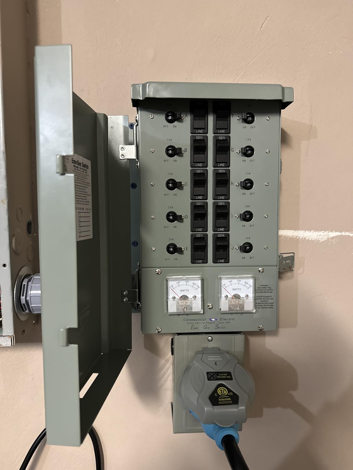 Connecticut Electric EGS107501G2 30Amp 10 Circuit G2 Backup Power Manual Transfer Switch customer photo 1