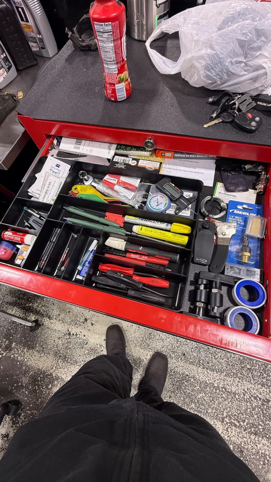 Ernst MFG 10 Compartment Drawer Organizer: Heavy Duty Stackable Tray for Automotive Garage Tool Organization - Low-Profile Toolbox Storage - Nuts and Bolts, Tools, Parts, Easy to Clean - Blue customer photo 1