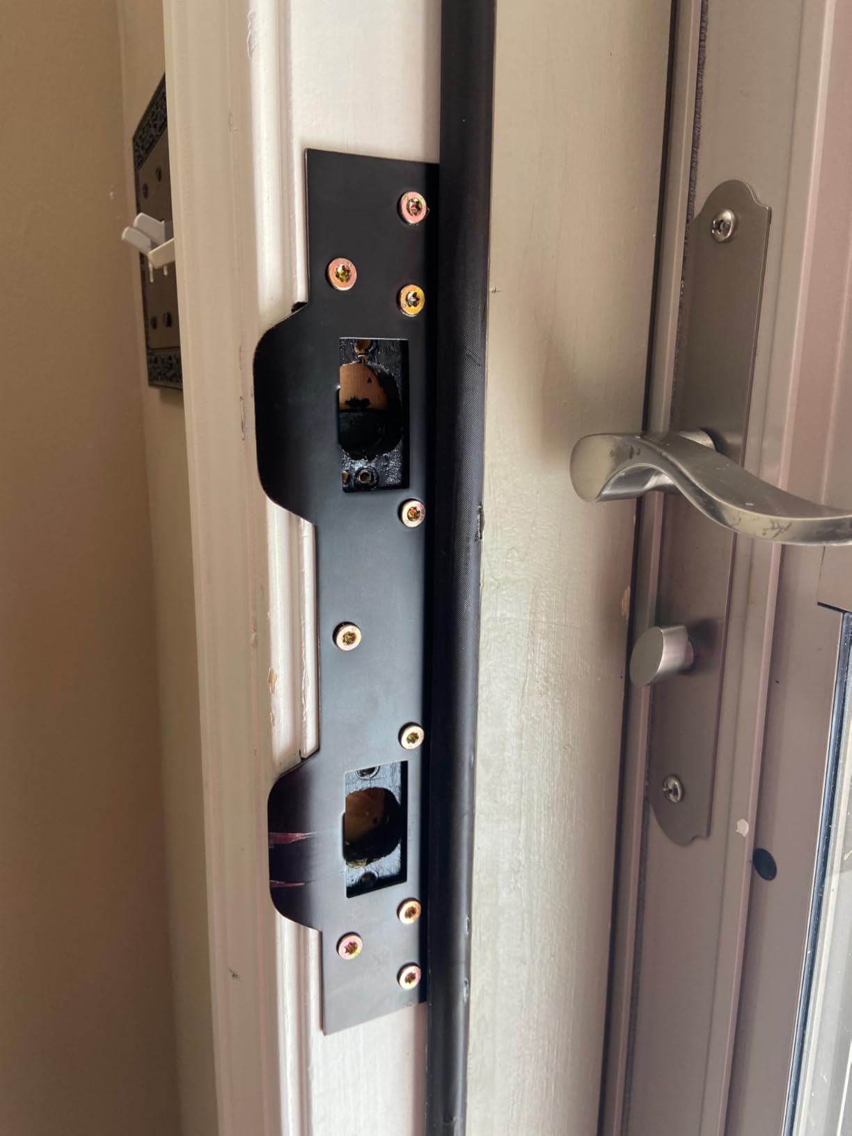 Prime-Line Door Strike Plate, Satin Nickel, Fits 5-1/2 & 6 in. Spacing customer photo 2