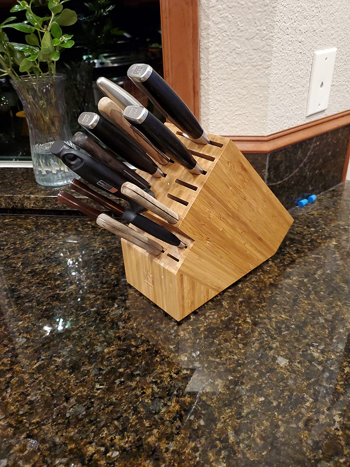 Cook N Home Bamboo Knife Block 20-Slot Universal Knife Holder Countertop customer photo 1