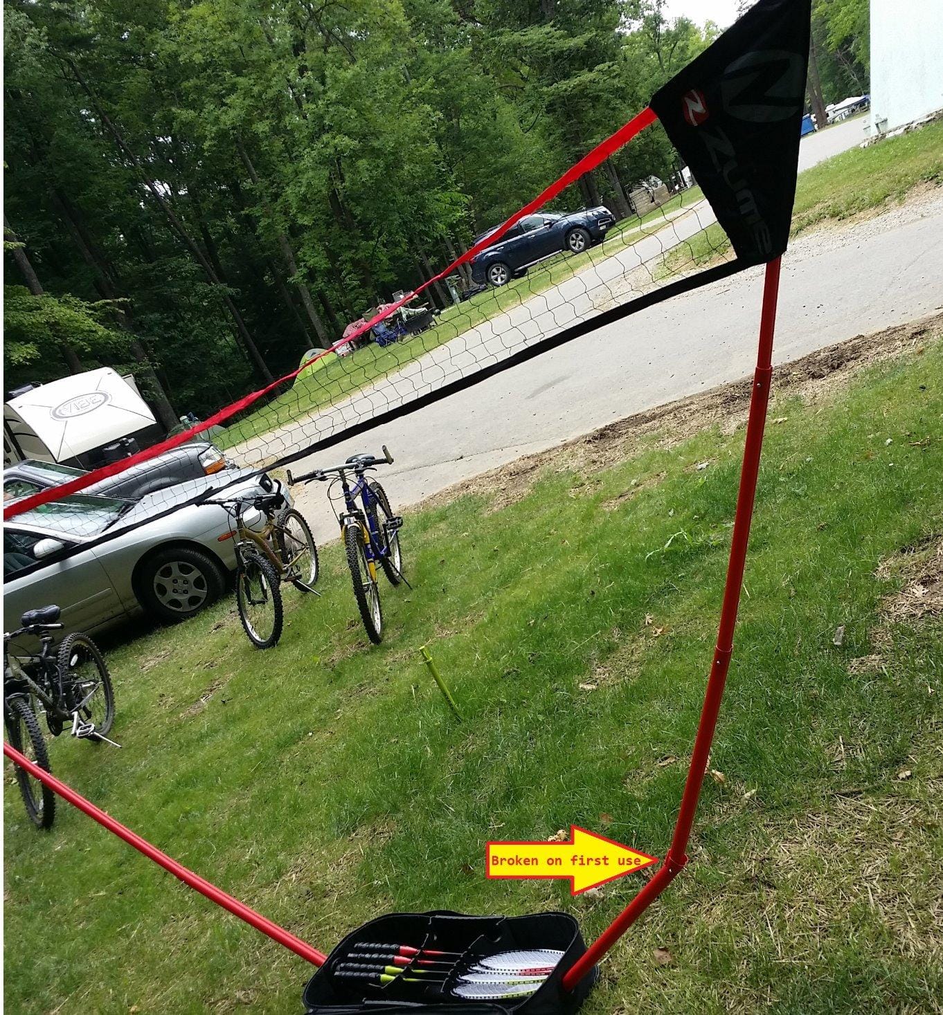 Zume Games Portable Badminton Set with Freestanding Base - Sets Up on Any Surface in Seconds - No Tools or Stakes Required customer photo 1