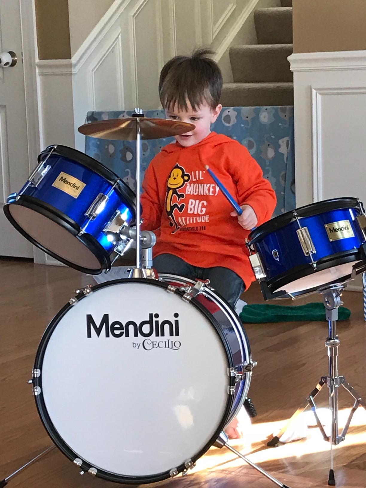 Mendini By Cecilio 13 Inch Drum Set, 3-Piece Junior Drum Set - Sky Blue | Drum Set for Beginners with Bass, Tom, Snare Drum,Cymbal, Drumsticks, Adjustable Padded Seat customer photo 1