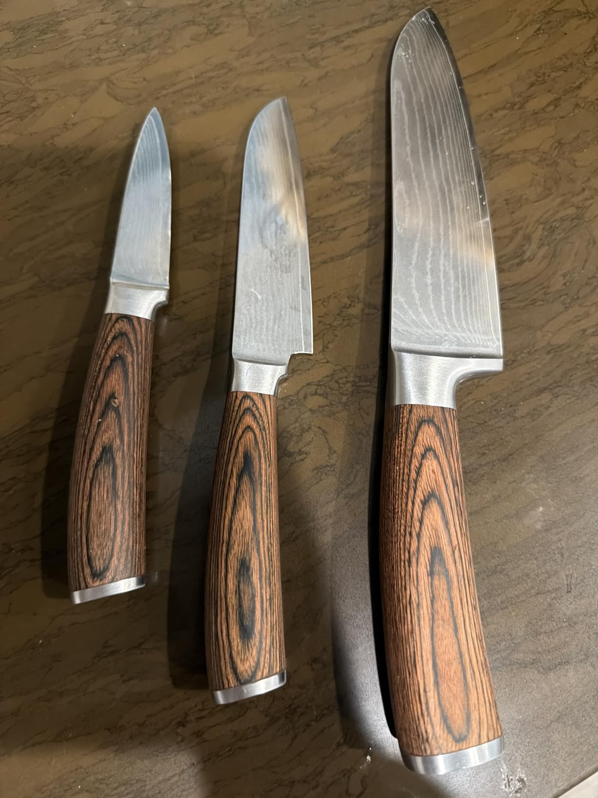 Wakoli EDIB 3-Piece Damascus Kitchen Knife Set, Elegant Wooden Gift Box customer photo 1