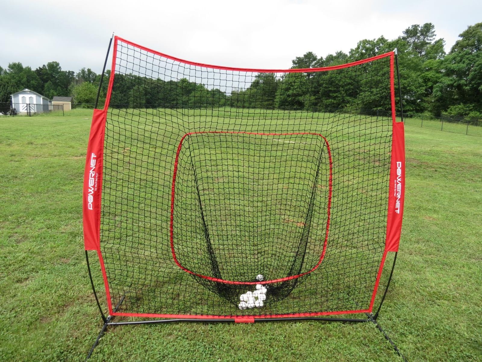 PowerNet Baseball Softball Practice Net 7x7 with Baseball Accessories for Practice Pitching, Batting & Fielding, Ball Caddy, Weighted Baseballs, Tee customer photo 2