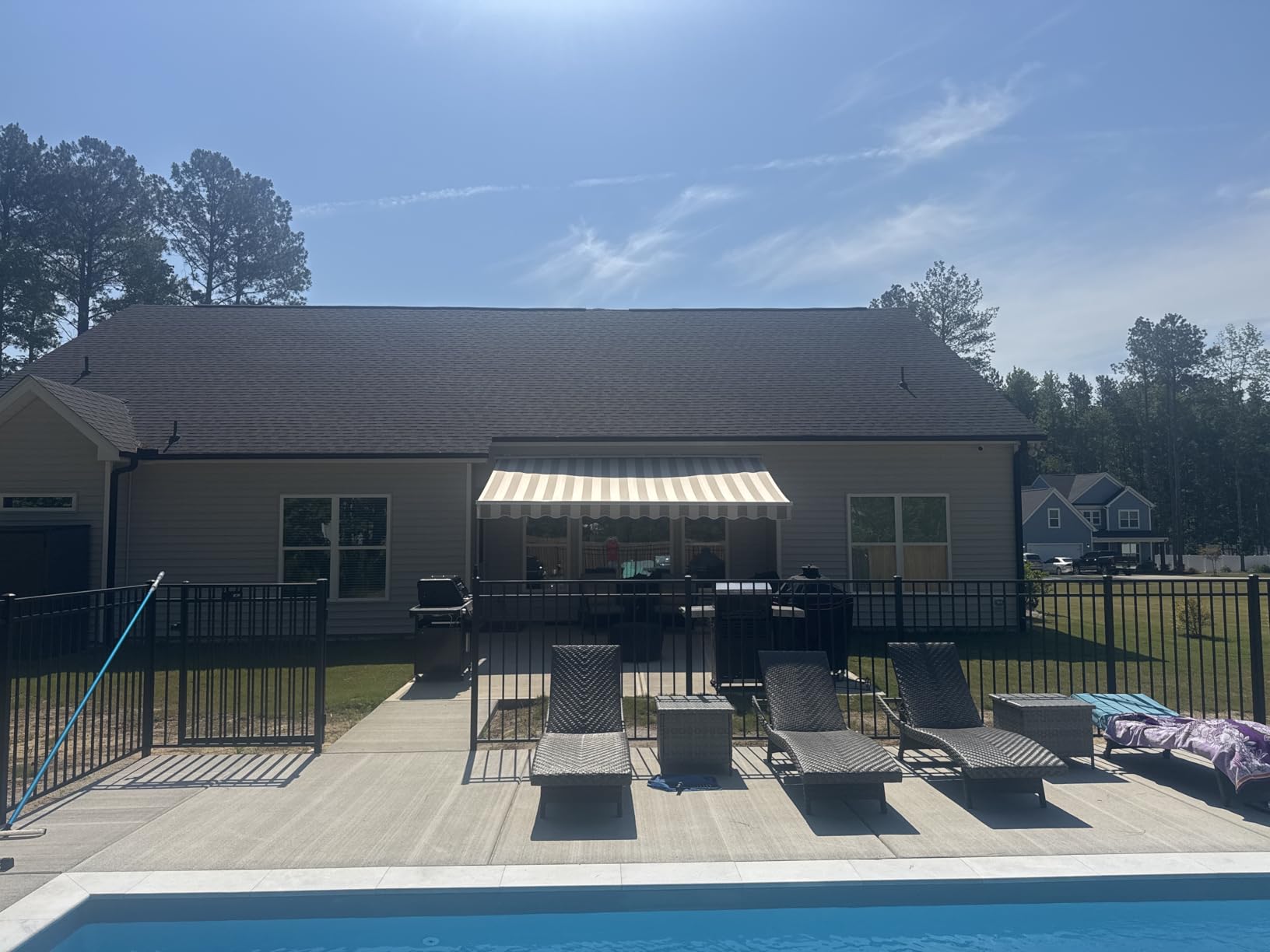 ADVANING 14'x10' Motorized Patio Retractable Awning | Luxury Series | Premium Quality, 100% Solution-Dyed European Acrylic UV Sun Shade, Color: Sunny Yellow Stripes, EA1410-A423H2 customer photo 1