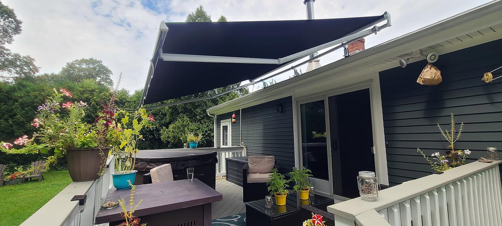 Luxury Series, 12'x10' Electric Retractable Awning, Premium Quality Fully Assembled UV+ Sun Shade Canopy, Brick Red Stripes, EA1210-A430H2 customer photo 1