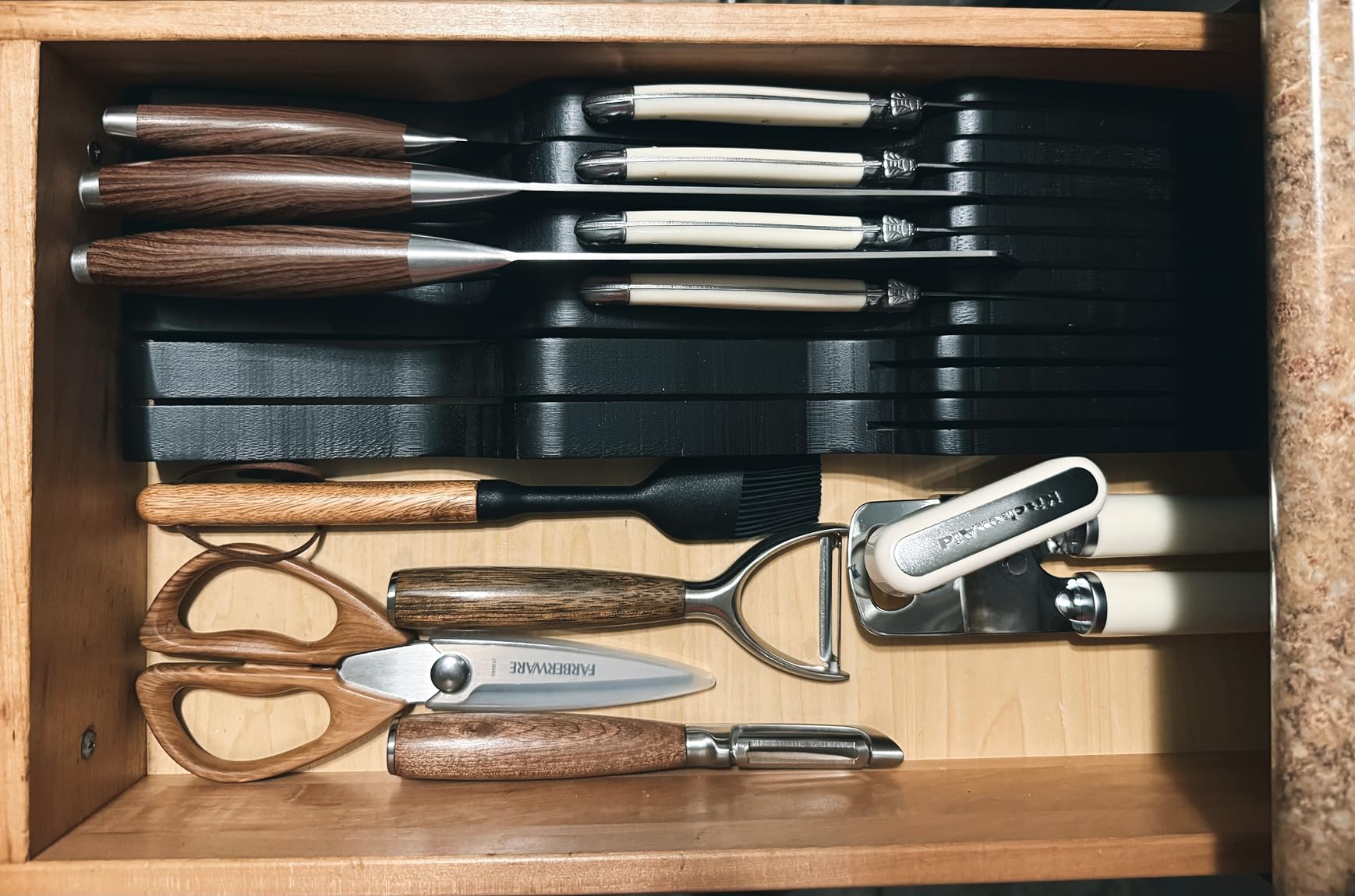 Bambüsi Knife Drawer Organizer 16 Slot In-Drawer Knife Block Holder, Bamboo customer photo 1