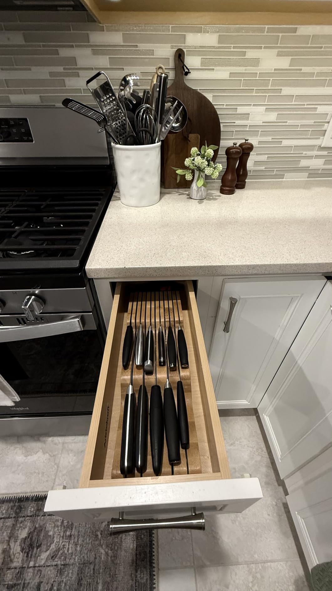 Bambüsi Knife Drawer Organizer 16 Slot In-Drawer Knife Block Holder, Bamboo customer photo 2