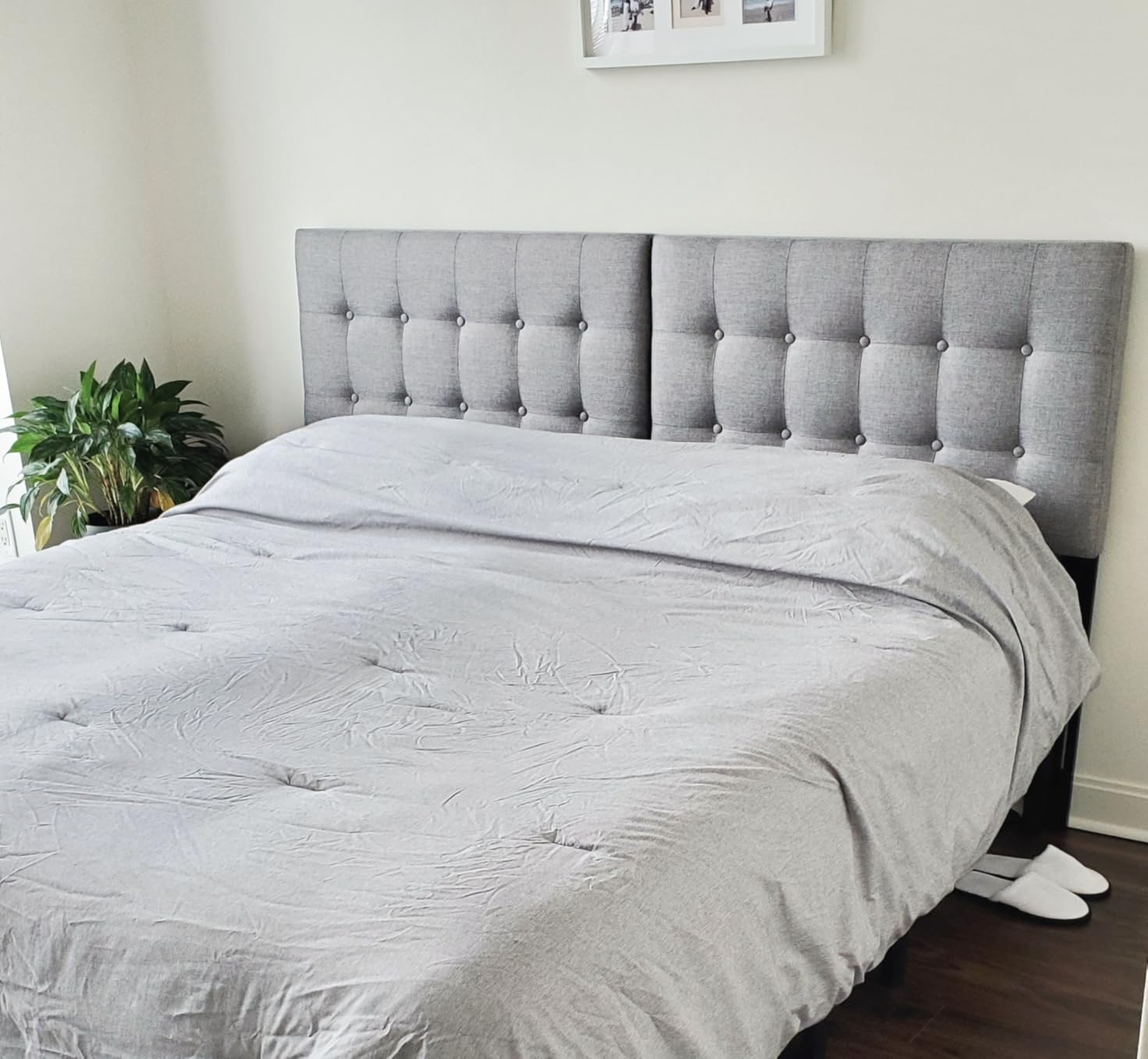 Modway Emily Tufted Button Linen Fabric Upholstered Queen Headboard in Navy customer photo 1