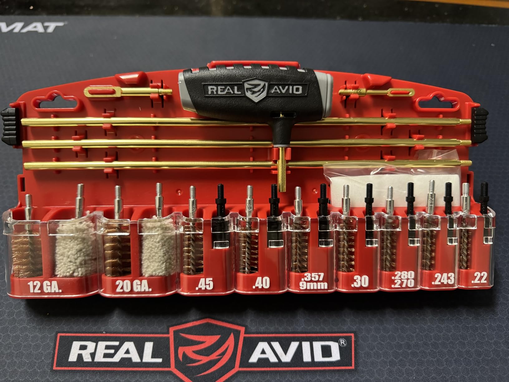 Real Avid Gun Boss Pro Universal – 12 Ga., 20 Ga., .45, .40, .357, .38, 9MM, .30, .280, .270, 7MM, .243, .22 ca. universal gun cleaning kit customer photo 1