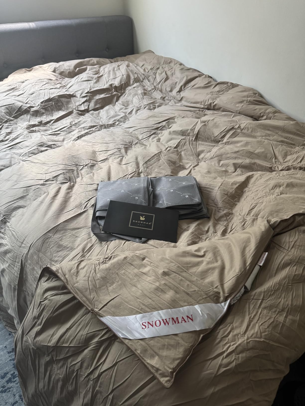 SNOWMAN Premium Down Comforter Queen Size, Khaki Duvet Insert All Season customer photo 2