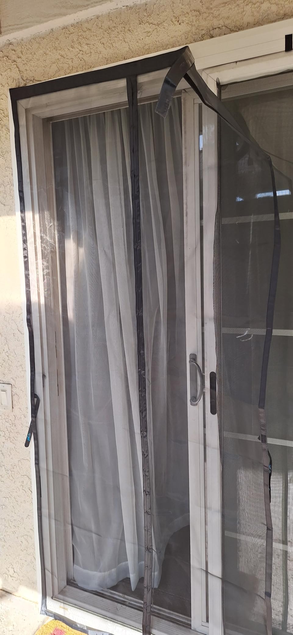 Flux Phenom Magnetic Screen Door - Bugs Out, Breeze in - 9min Install Auto-Sealing Heavy Duty Double Stitched Mesh, 52 Magnets, Hands Free Sliding & Patio Doors Net, Pet & Kid Friendly, 38 x 82 Inch customer photo 2
