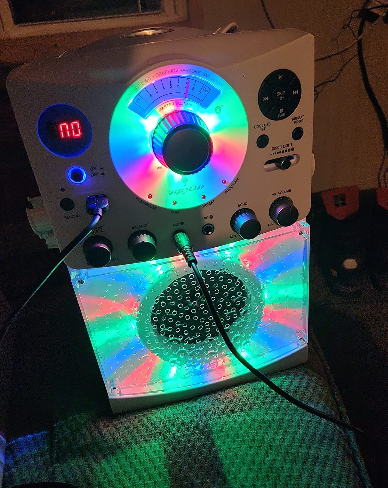 Singing Machine Portable Karaoke Machine for Adults & Kids with Wired Microphone, White - Built-In Speaker, Bluetooth with LED Disco Lights - Karaoke System with CD+G Player & USB Connectivity customer photo 1