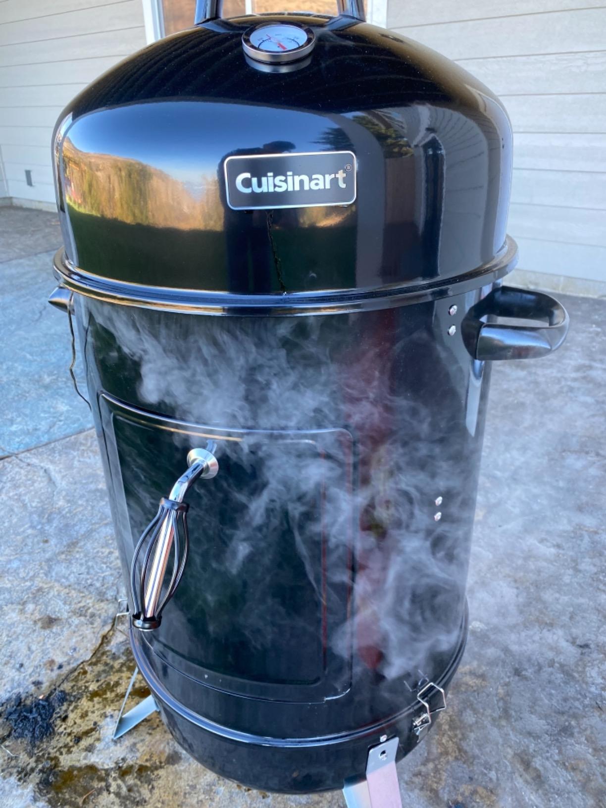 Cuisinart 18” Vertical Charcoal Smoker, Integrated Thermometer, Water Bowl and Dual Vents Perfect for Smoked Brisket, Chrome Plated Grates Smoker Grill for BBQ, Camping, Tailgates customer photo 1