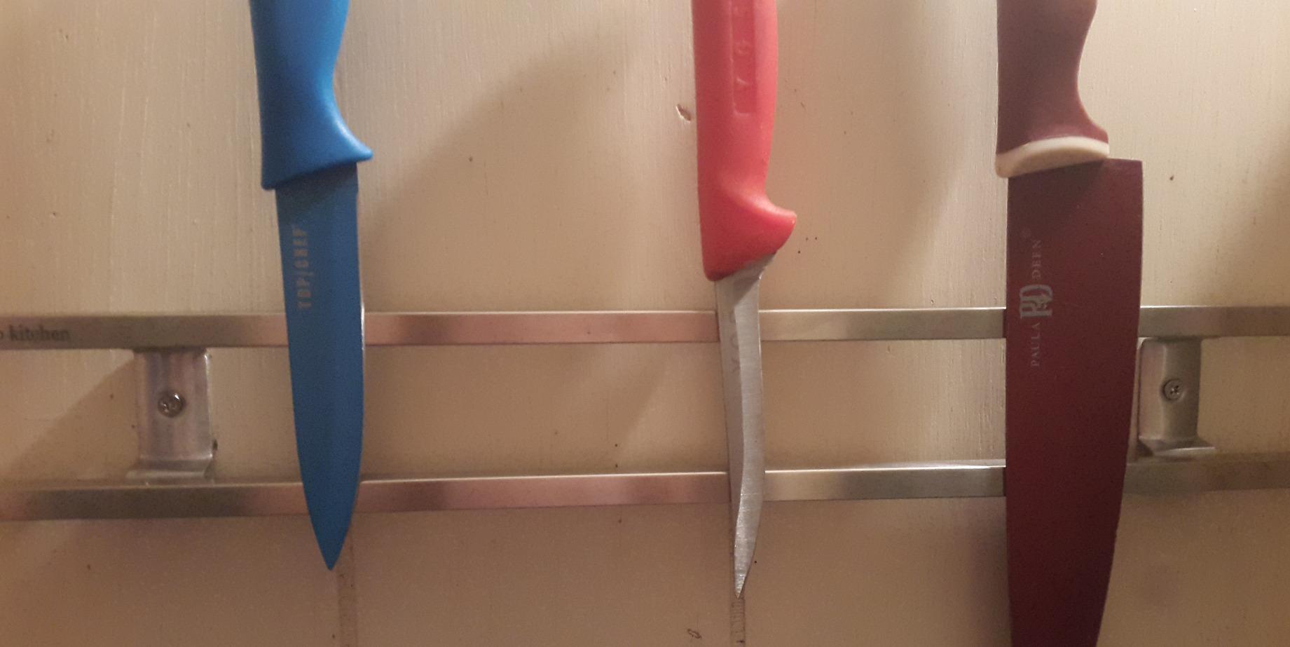 Magnetic Knife Holder for Wall - Stainless Steel Knife Magnetic Strip 18 Inch - Wall Knife Magnet Bar Rack With Hooks customer photo 2