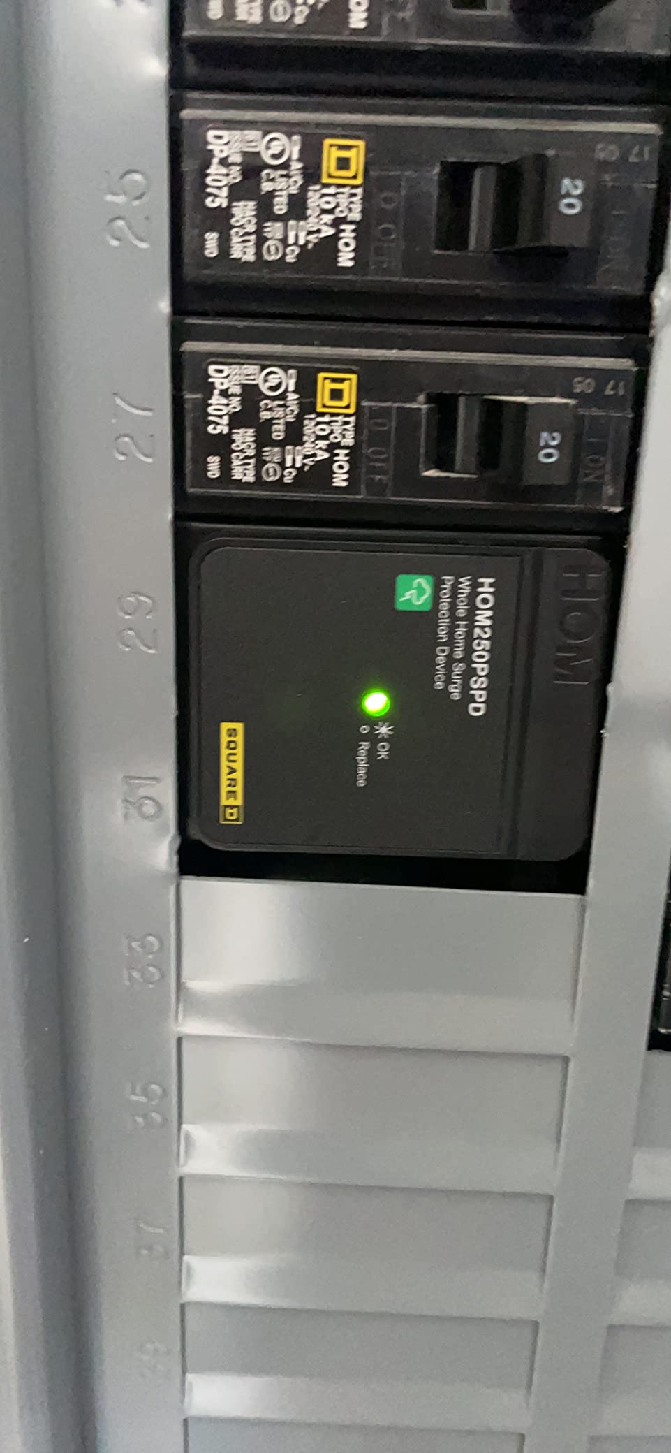 Square D - HOM250PSPD Homeline Whole House Surge Protection Device, 50kA, 120/240V, 1-Phase, No Wiring, Plug-On Neutral customer photo 1