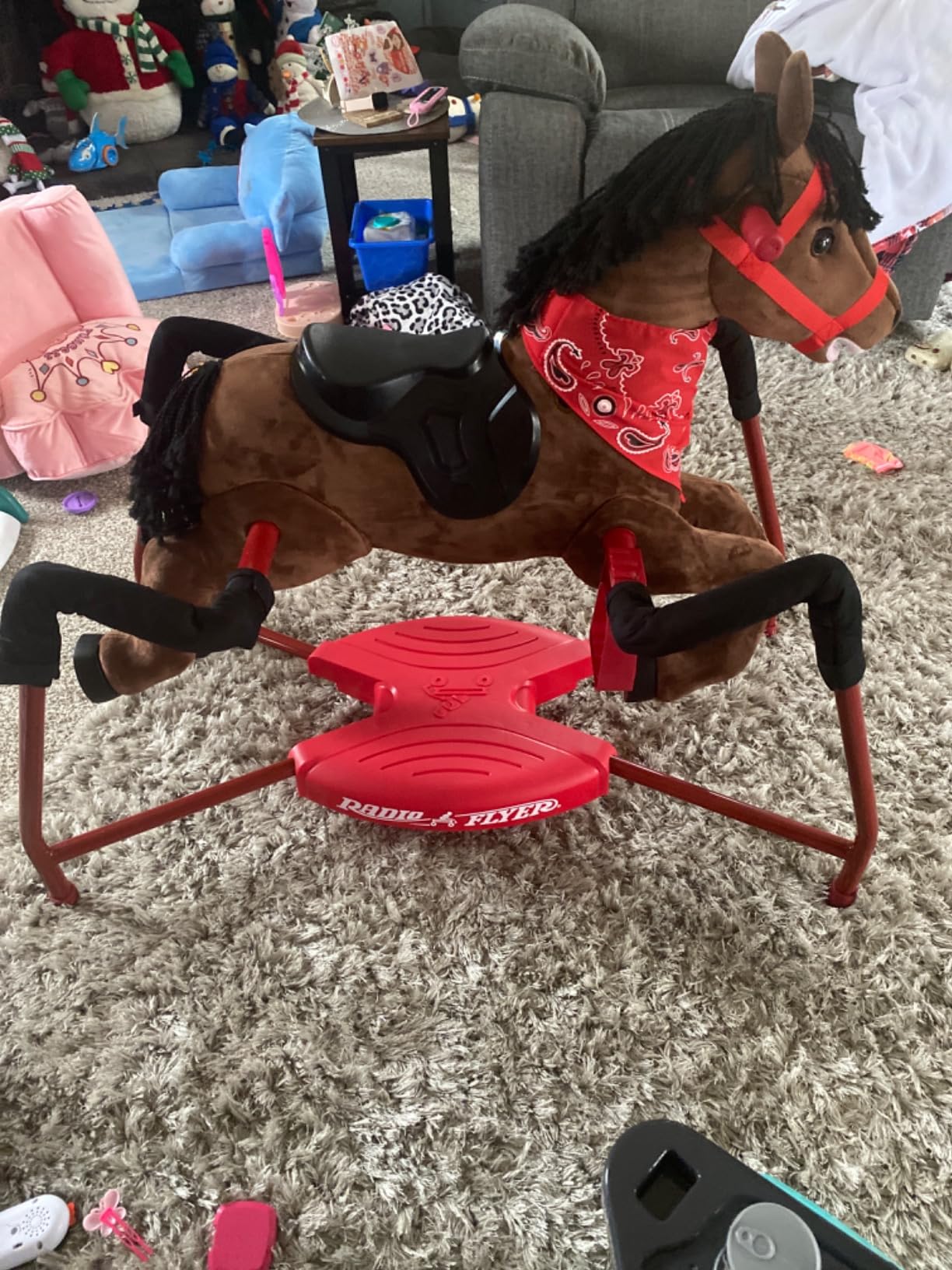 Radio Flyer Chestnut Interactive Riding Horse, for Ages 2-6, Ride On Toys | Toddler Ride On Toys, Plush Spring Rocking Horse, 3 Levels, EZ Climb Step, Safety Straps, Spring Covers, 60 lb Capacity customer photo 1
