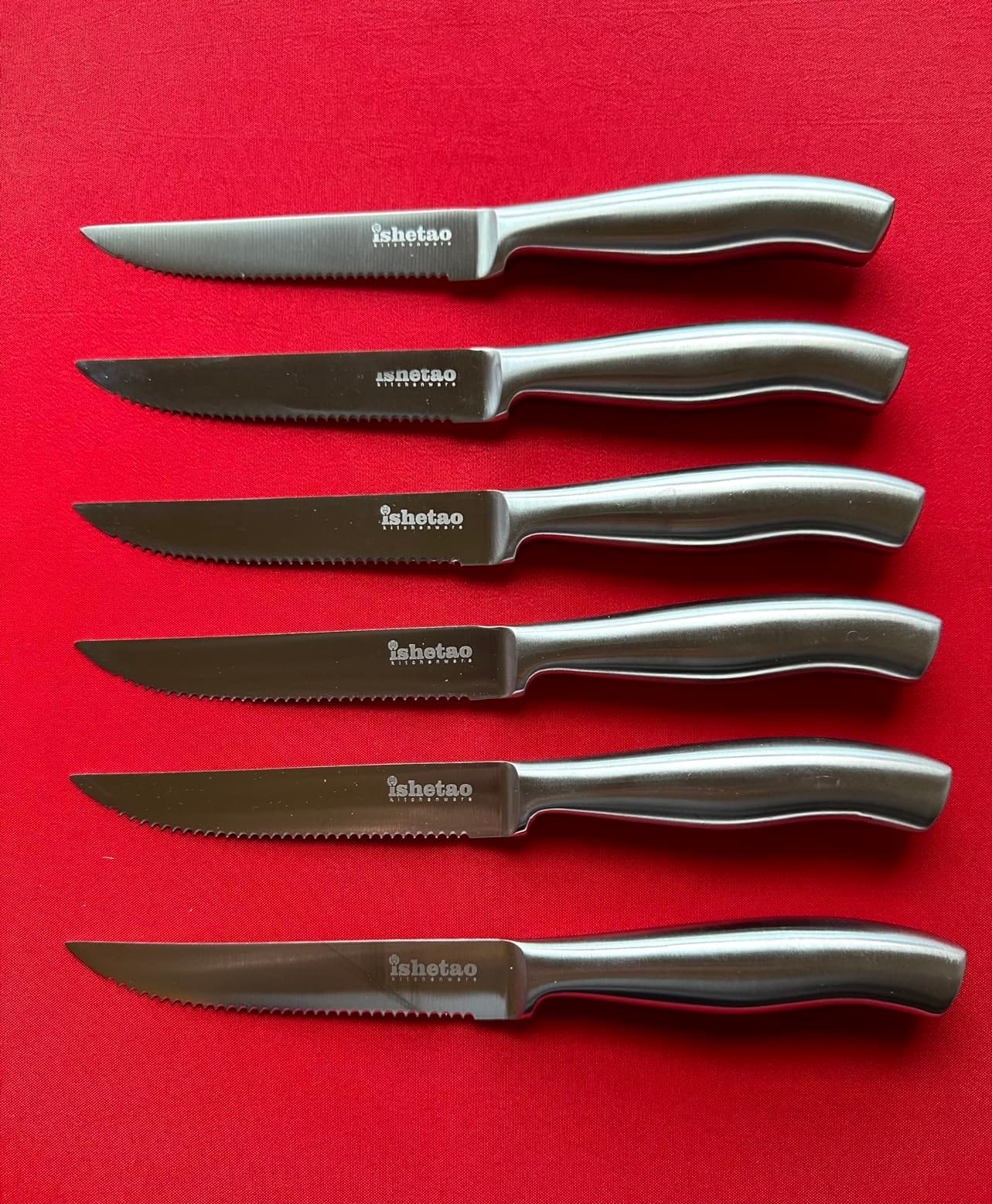 Steak Knife Set of 6, 4.5 inches Dishwasher Safe High Carbon Stainless Steel Knives, Silver customer photo 2