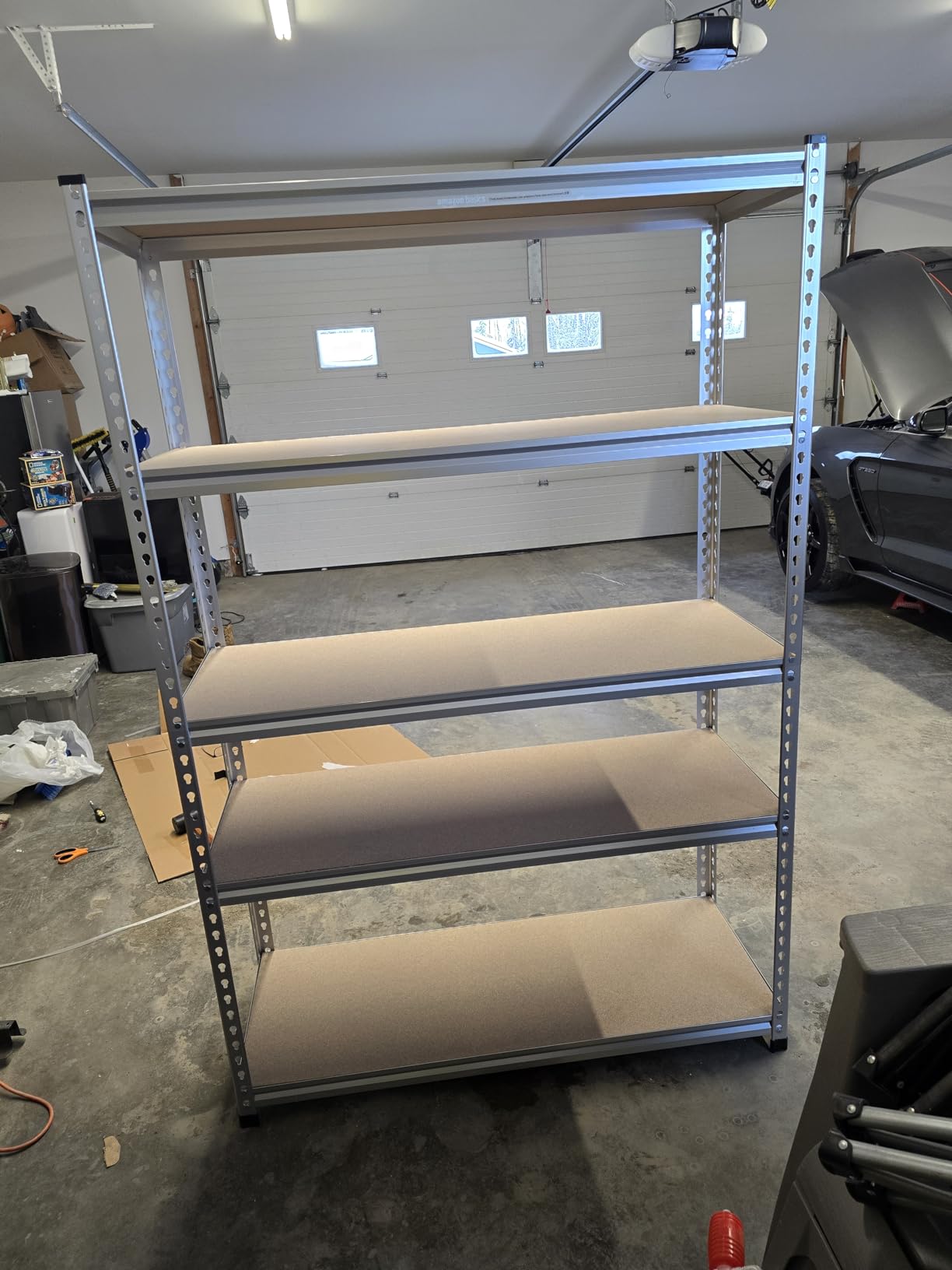 Amazon Basics 5-Tier Medium Duty Garage Shelving Unit, Sturdy Adjustable Storage Shelves, Easy to Assemble, 48