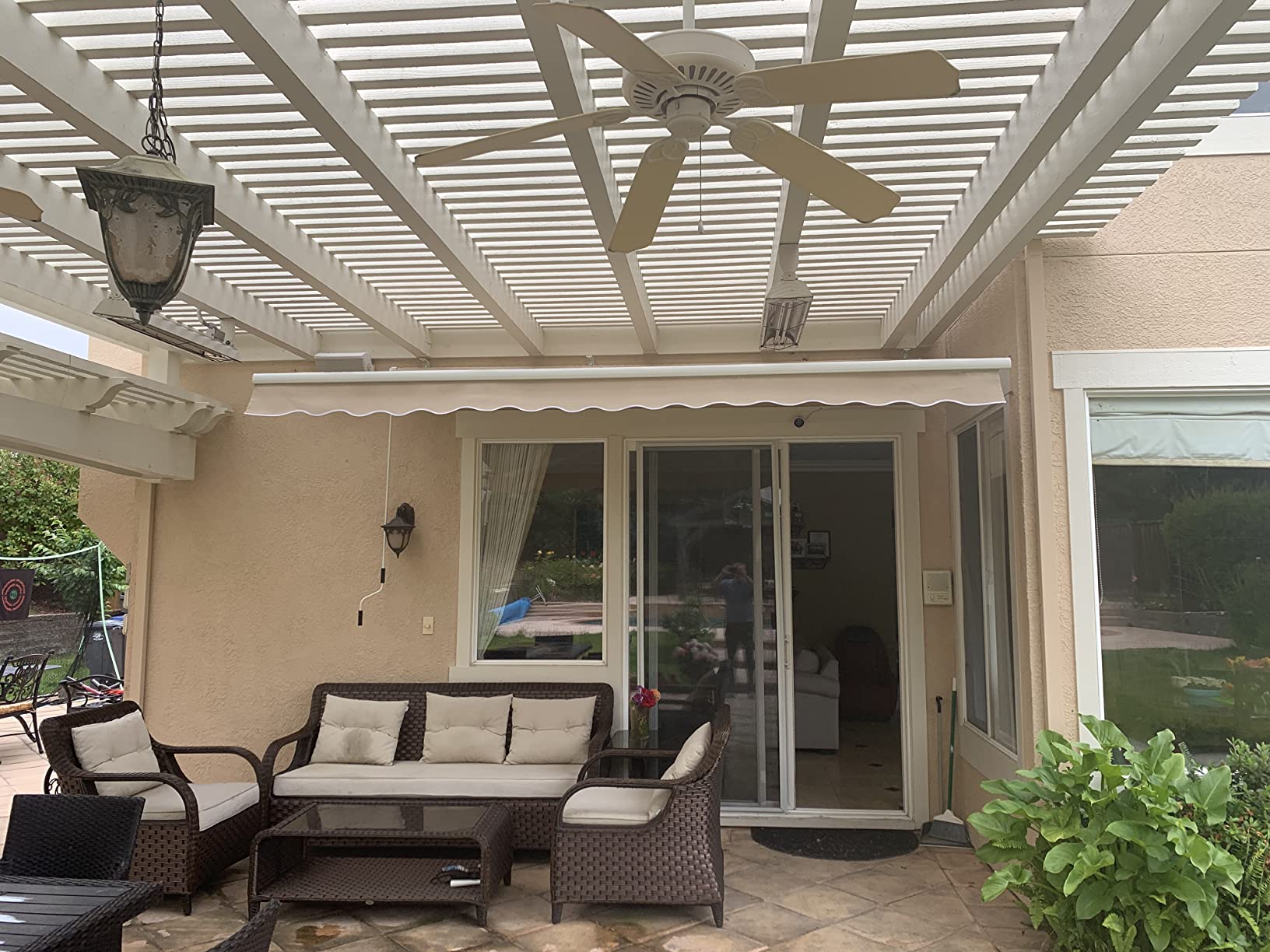 Diensweek 12'x10' Patio Awning Retractable, Fully Assembled Manual Commercial Grade - Quality 100% 280G Ployester Window Door Sunshade Shelter - Deck Canopy Balcony P100 Series (12'x10', Beige) customer photo 1