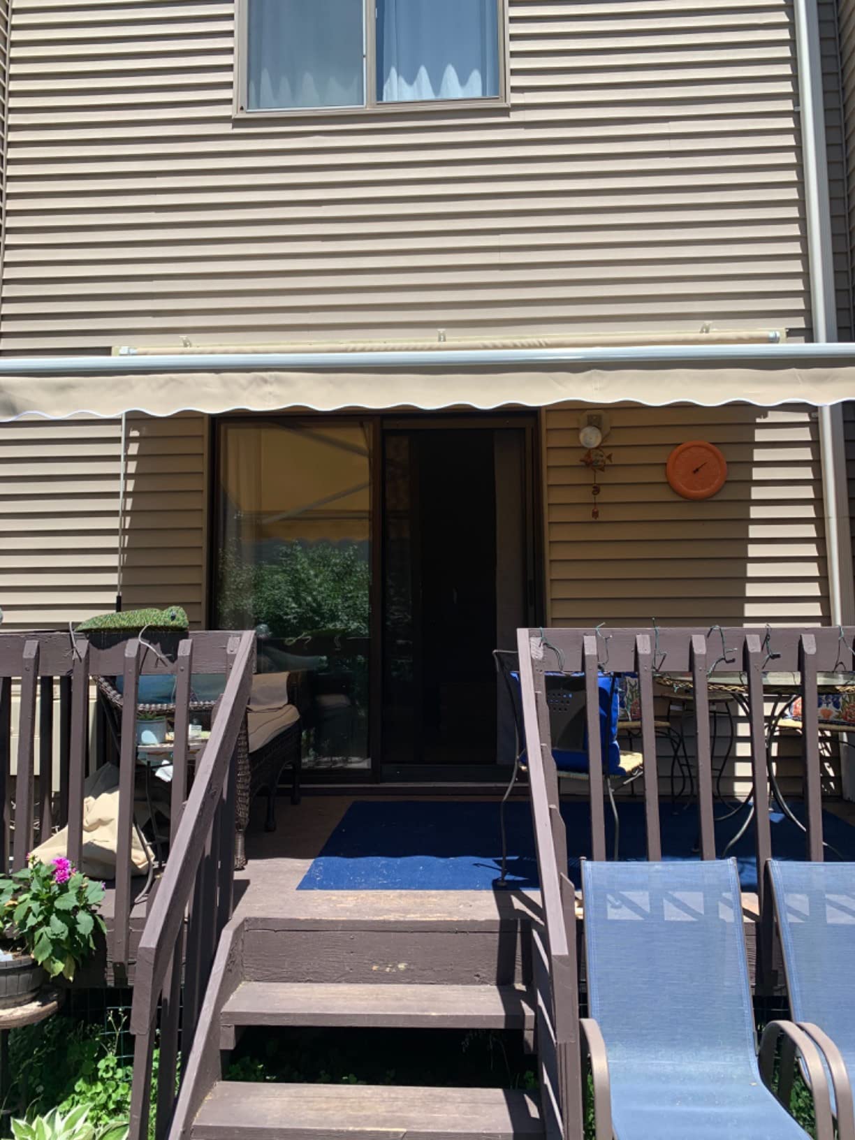 Diensweek 12'x10' Patio Awning Retractable, Fully Assembled Manual Commercial Grade - Quality 100% 280G Ployester Window Door Sunshade Shelter - Deck Canopy Balcony P100 Series (12'x10', Beige) customer photo 2
