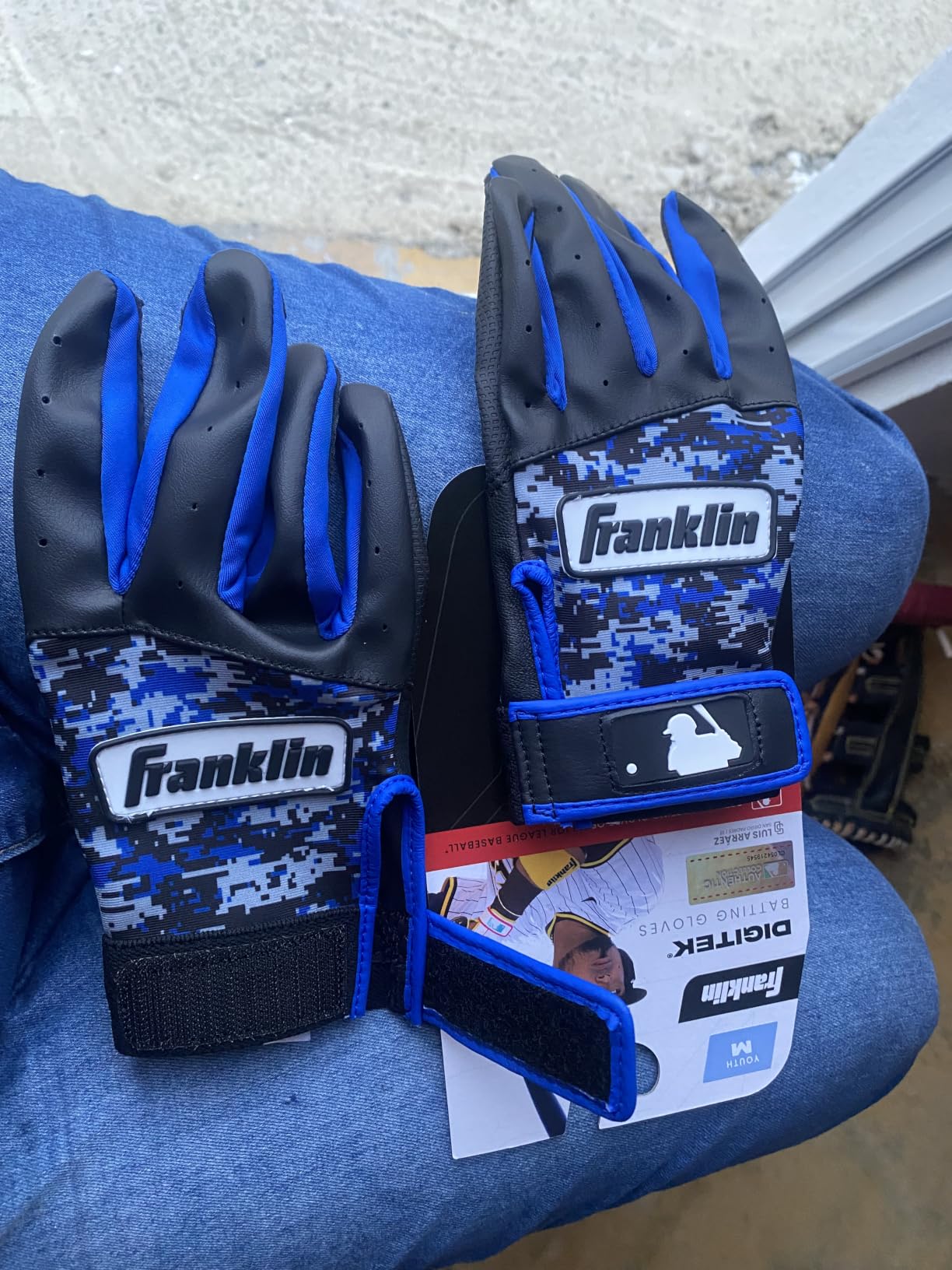 Franklin Sports MLB Youth Batting Gloves - Digitek Camo Baseball + Softball - Premium Leather - Many Sizes + Colors - Youth customer photo 2