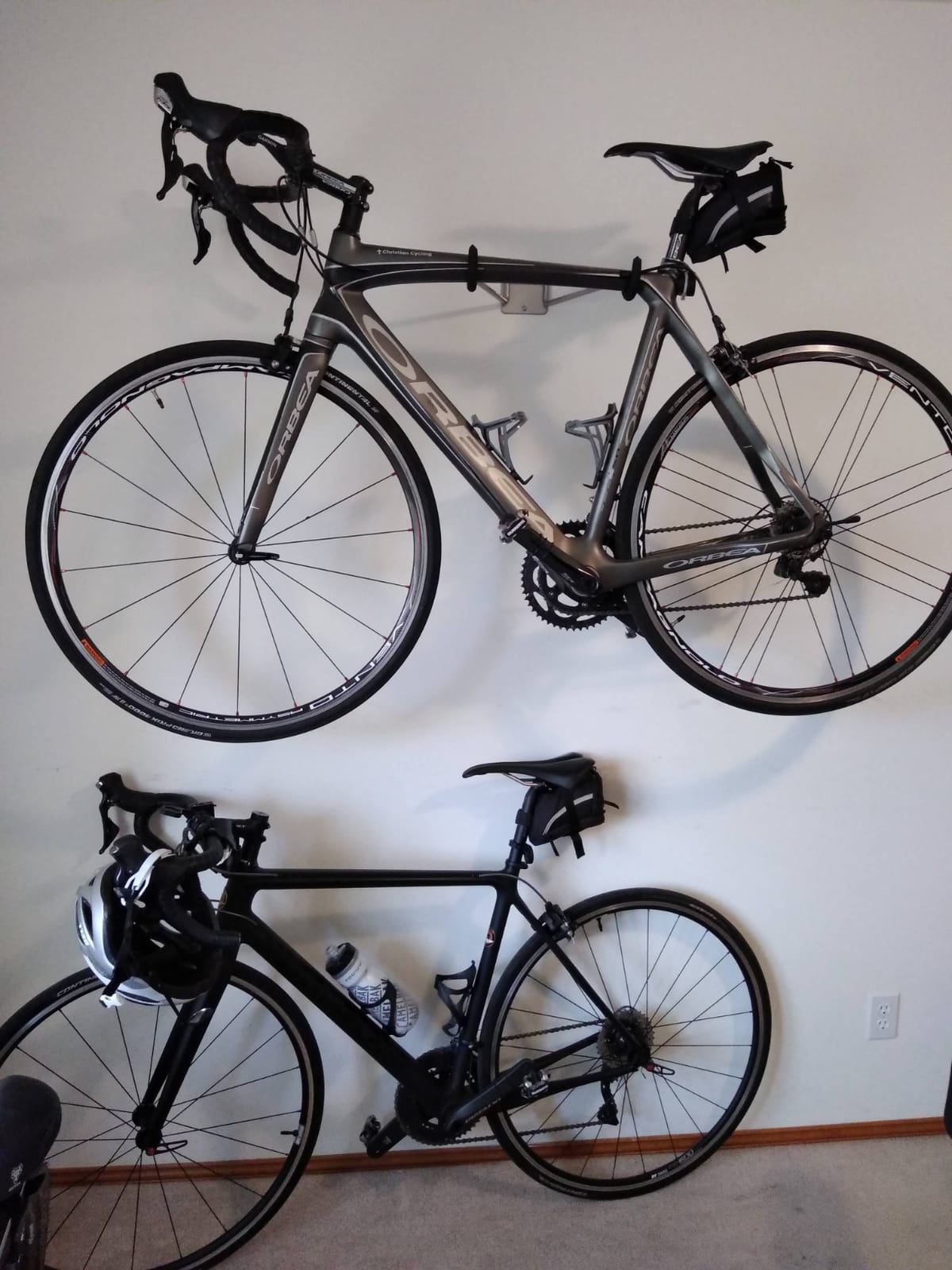 Stalwart Bike Wall Mount - EVA Foam Padded Bicycle Hooks with 50lb Capacity - Flip-Up Garage Bicycle Rack for Mountain, Road, and Kids Bikes by Rad Sportz, Silver, Black customer photo 1